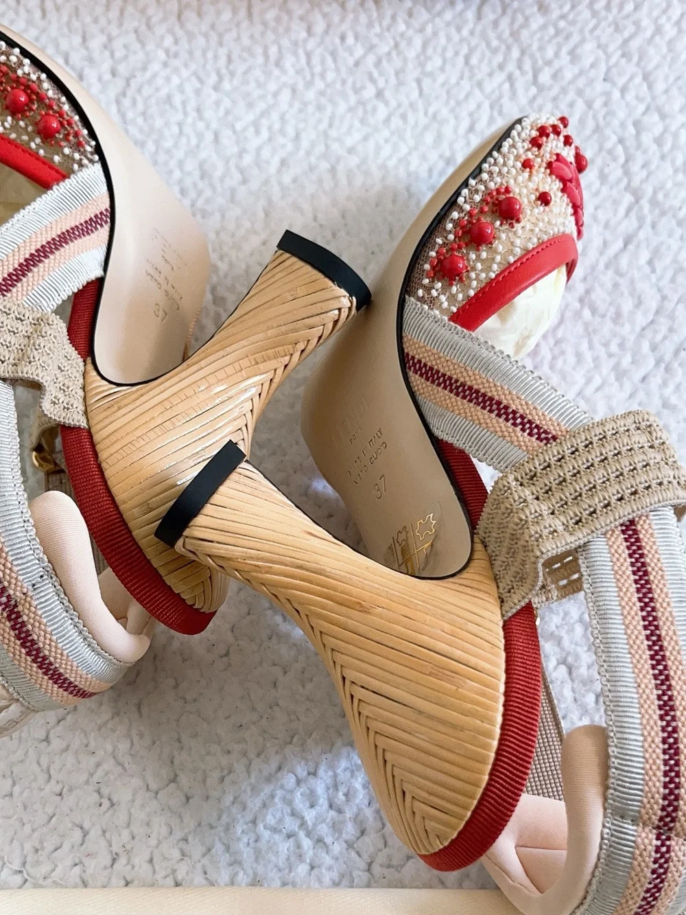 Fendi Women’s Colibri Lite Beaded Mesh Sporty Slingback Pumps